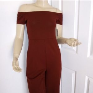 Windsor burgundy sleeves off shoulder jumpsuit